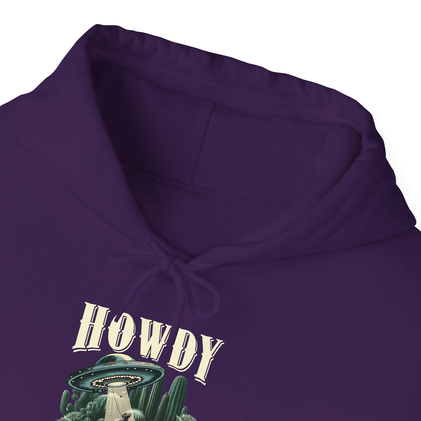 Howdy Cow Abduction Hoodie – Western UFO Rodeo Cactus Desert Texas Pullover