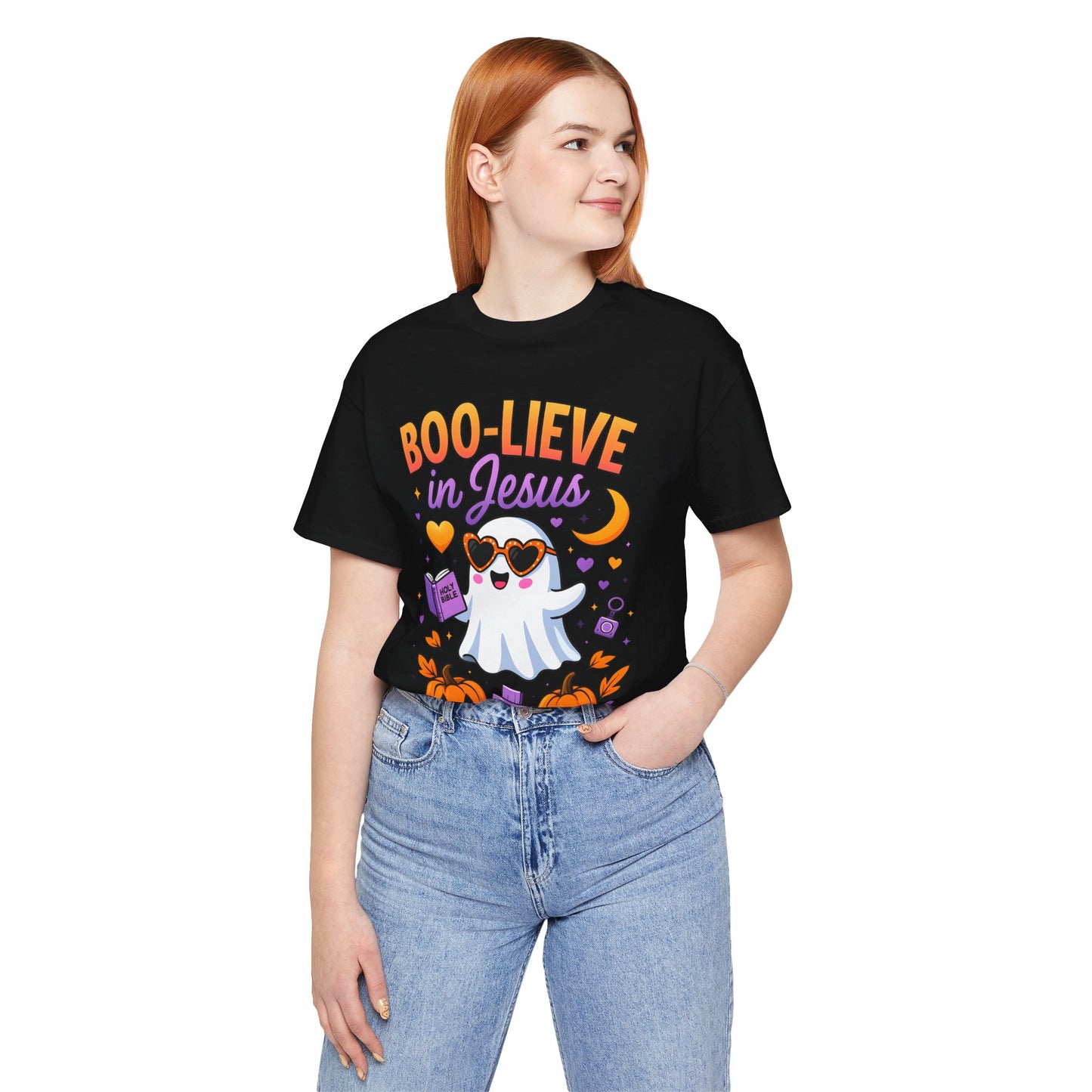 Boo-lieve in Jesus Shirt – Pastel Ghost Funny Christian Halloween Faith Tee