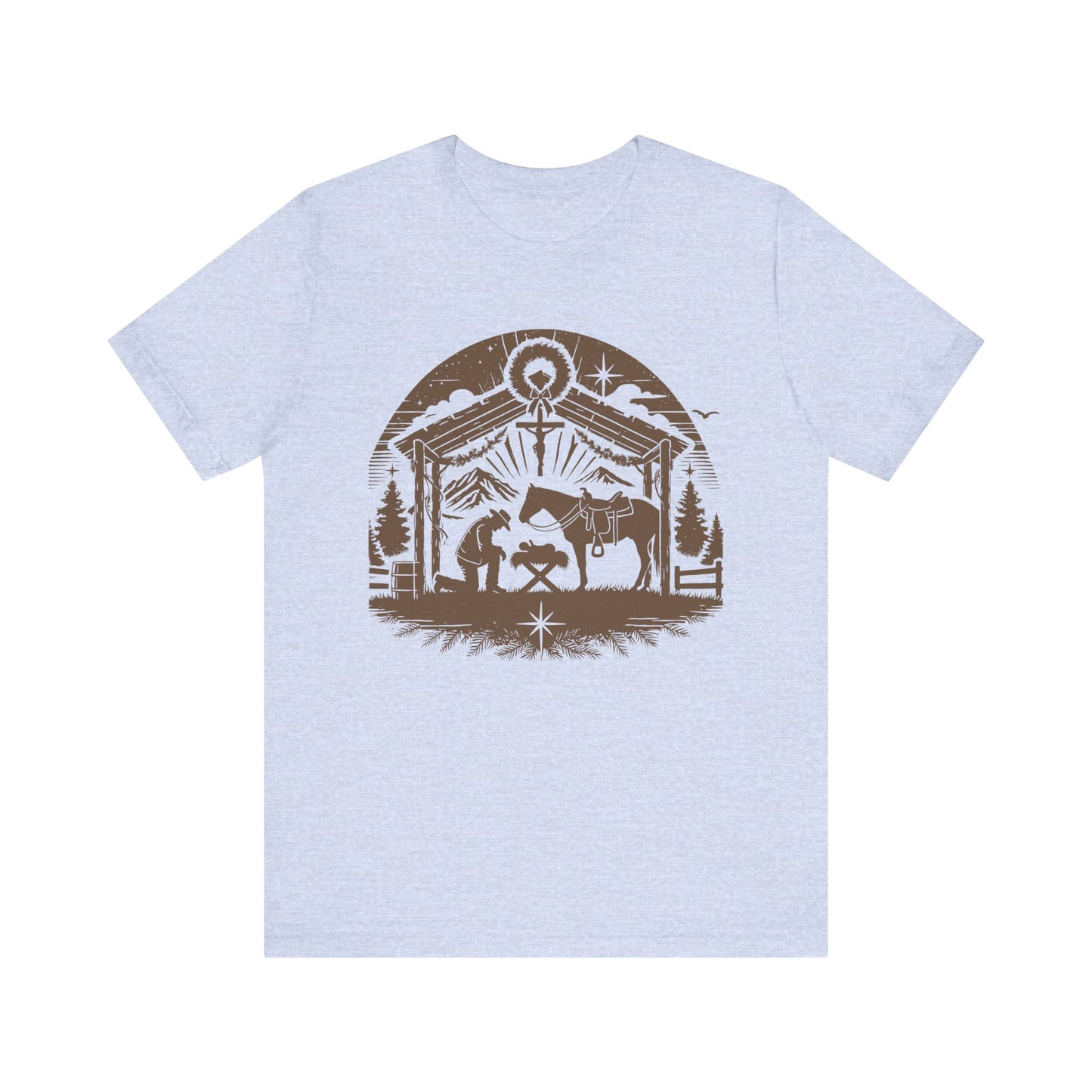 Praying Cowboy Christmas Shirt – Western Nativity Christian Holiday Tee