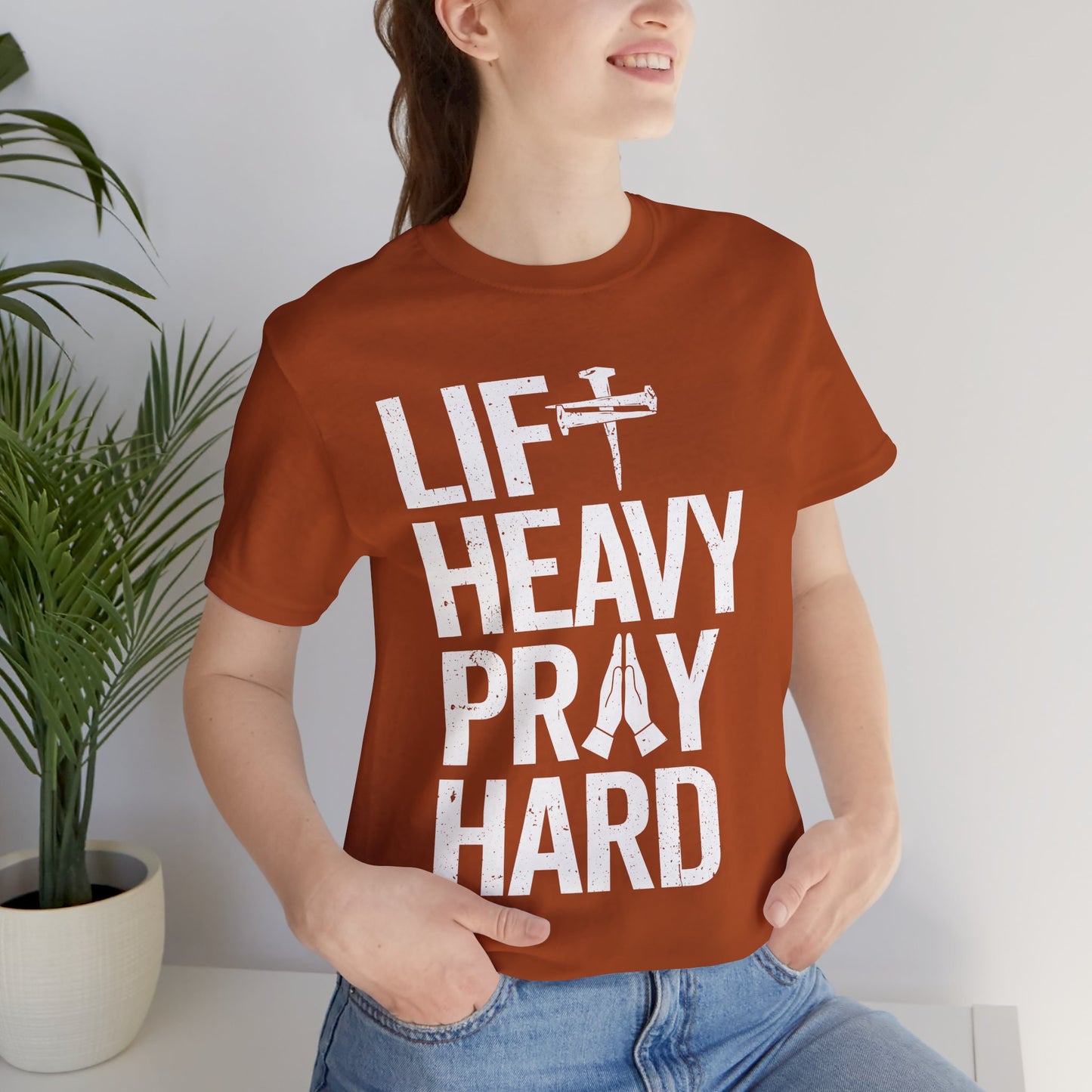 Lift Heavy Pray Hard Cross Nails Trendy Christ Gym Vintage T-Shirt