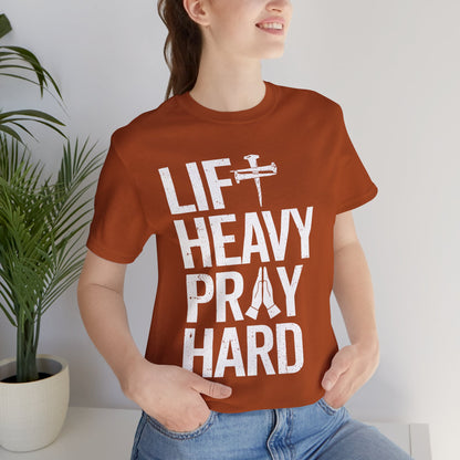 Lift Heavy Pray Hard Cross Nails Trendy Christ Gym Vintage T-Shirt