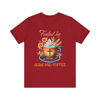 Fueled by Jesus & Coffee Shirt – Christian Faith God Cross Cup Tee