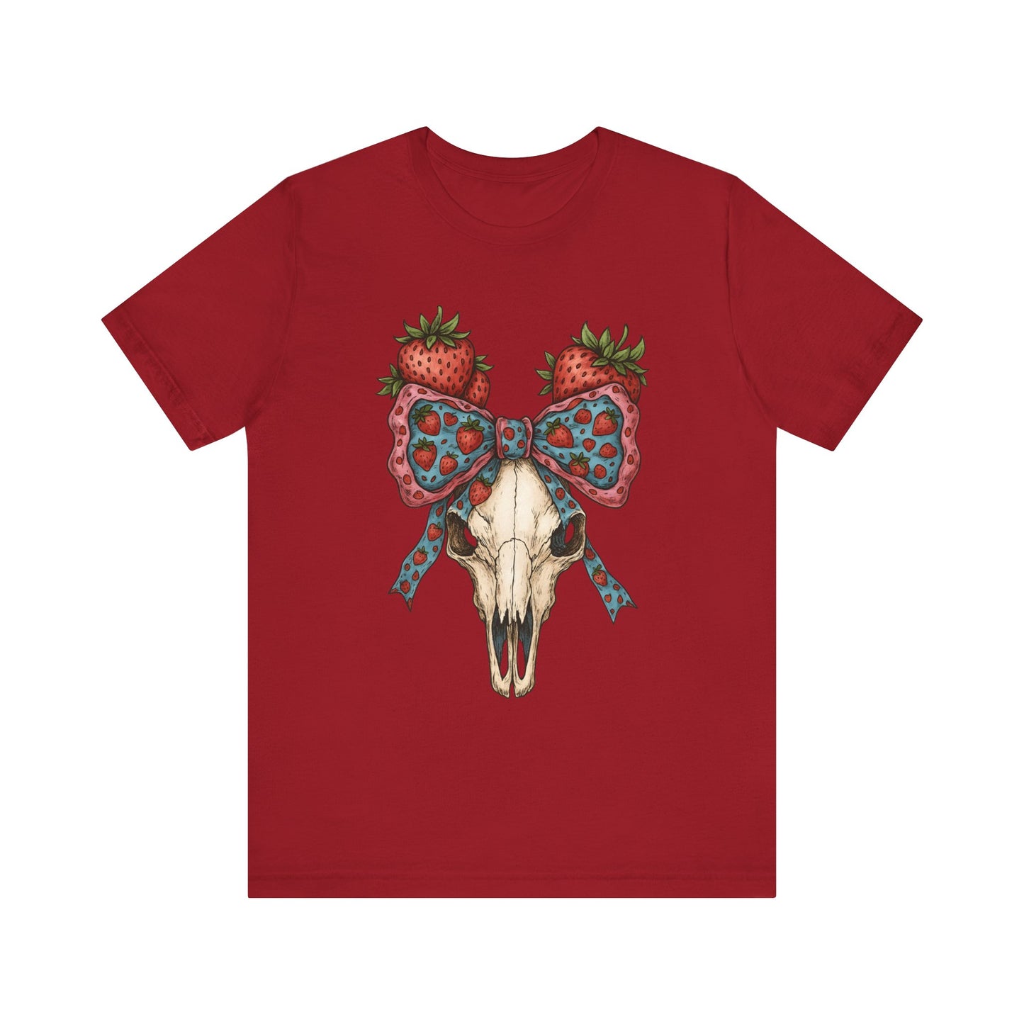 Retro Strawberry Cow Skull Shirt – Western Coquette Summer Vibes Tee