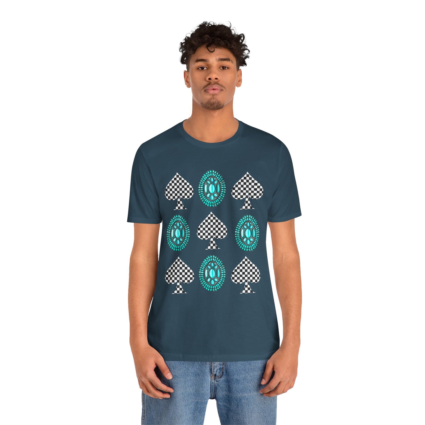Western Turquoise Stone Shirt – Gemstone Playing Card Texas Rodeo Tee