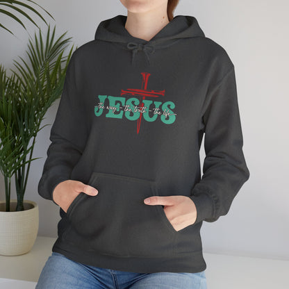 The Way Truth Life Christ Jesus Cross Nails Christian Bible Hoodie