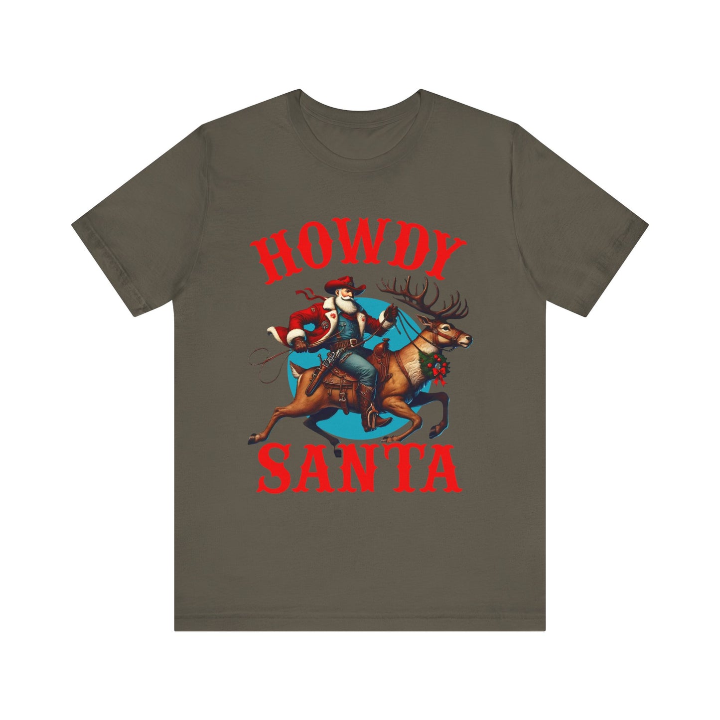 Howdy Santa Shirt – Funny Western Cowboy Riding Reindeer Christmas Rodeo Tee