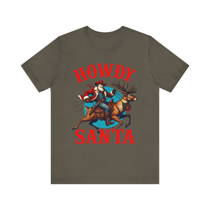 Howdy Santa Shirt – Funny Western Cowboy Riding Reindeer Christmas Rodeo Tee