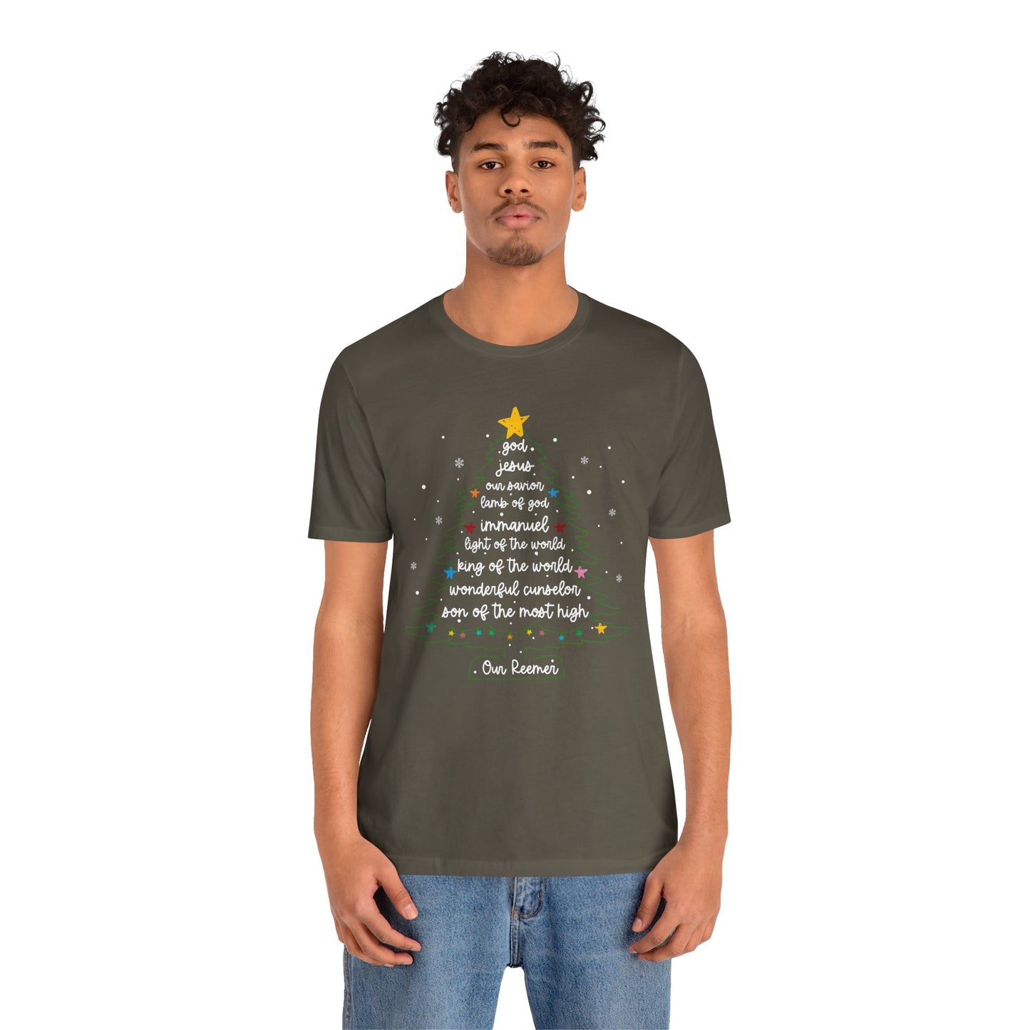 Christian Christmas Tree Sayings Shirt – God Jesus Savior Faith Holiday Tee