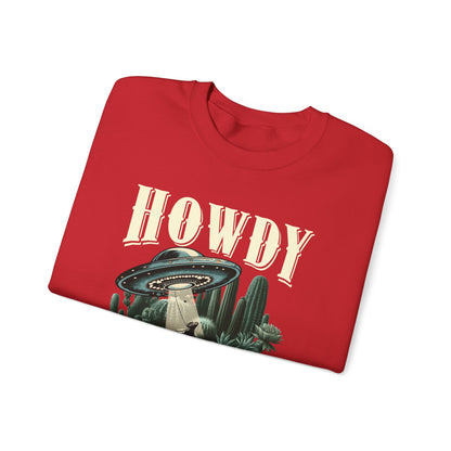 Howdy Cow Abduction Sweatshirt – Western UFO Rodeo Cactus Texas Pullover