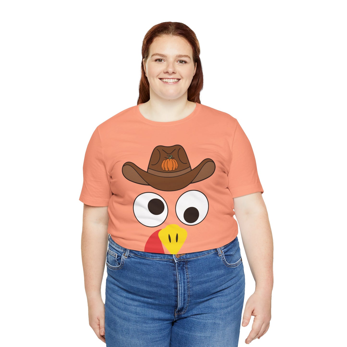 Thanksgiving Couples Turkey Face Shirt – Funny Cowboy & Cowgirl Matching Tee