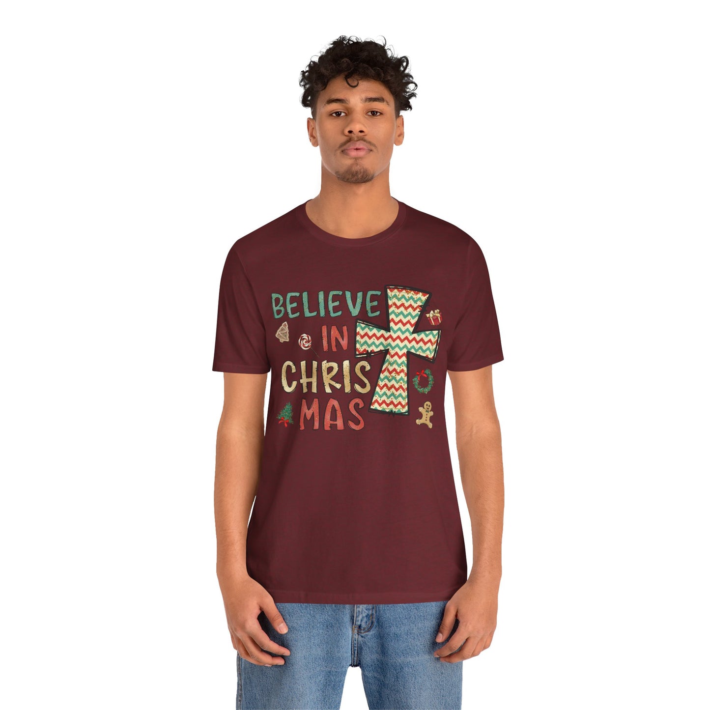 Believe in Christ-Mas Shirt – Retro Christian Jesus Vintage Holiday Faith Tee