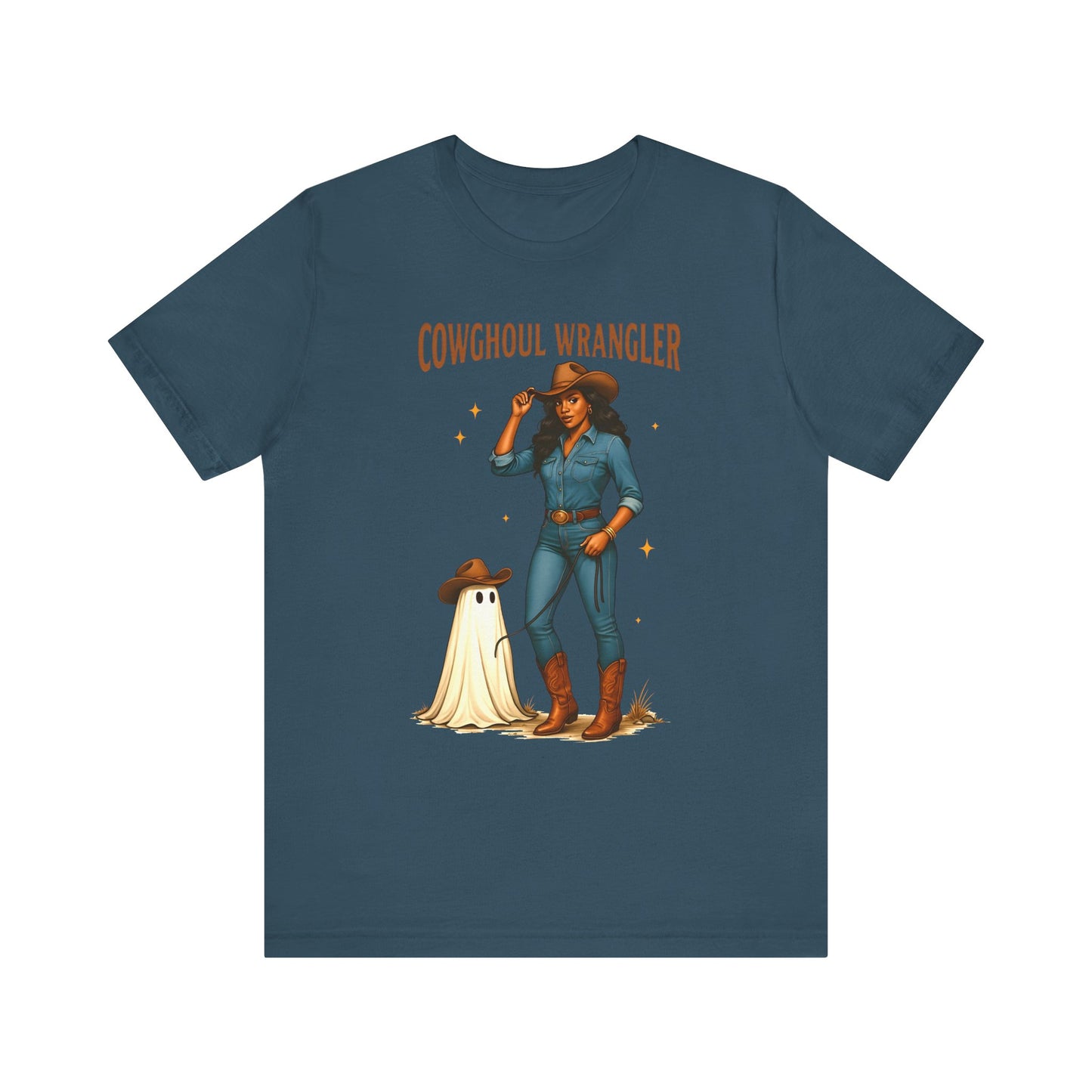 Cowghoul Wrangler Shirt Western Cowgirl Cowboy Ghost Halloween Tee, Spooky Rodeo Fall Outfit