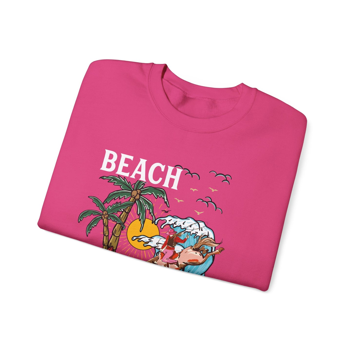 Beach Cowgirl Sweatshirt – Tropical Palm Tree Western Rodeo Texas Pullover
