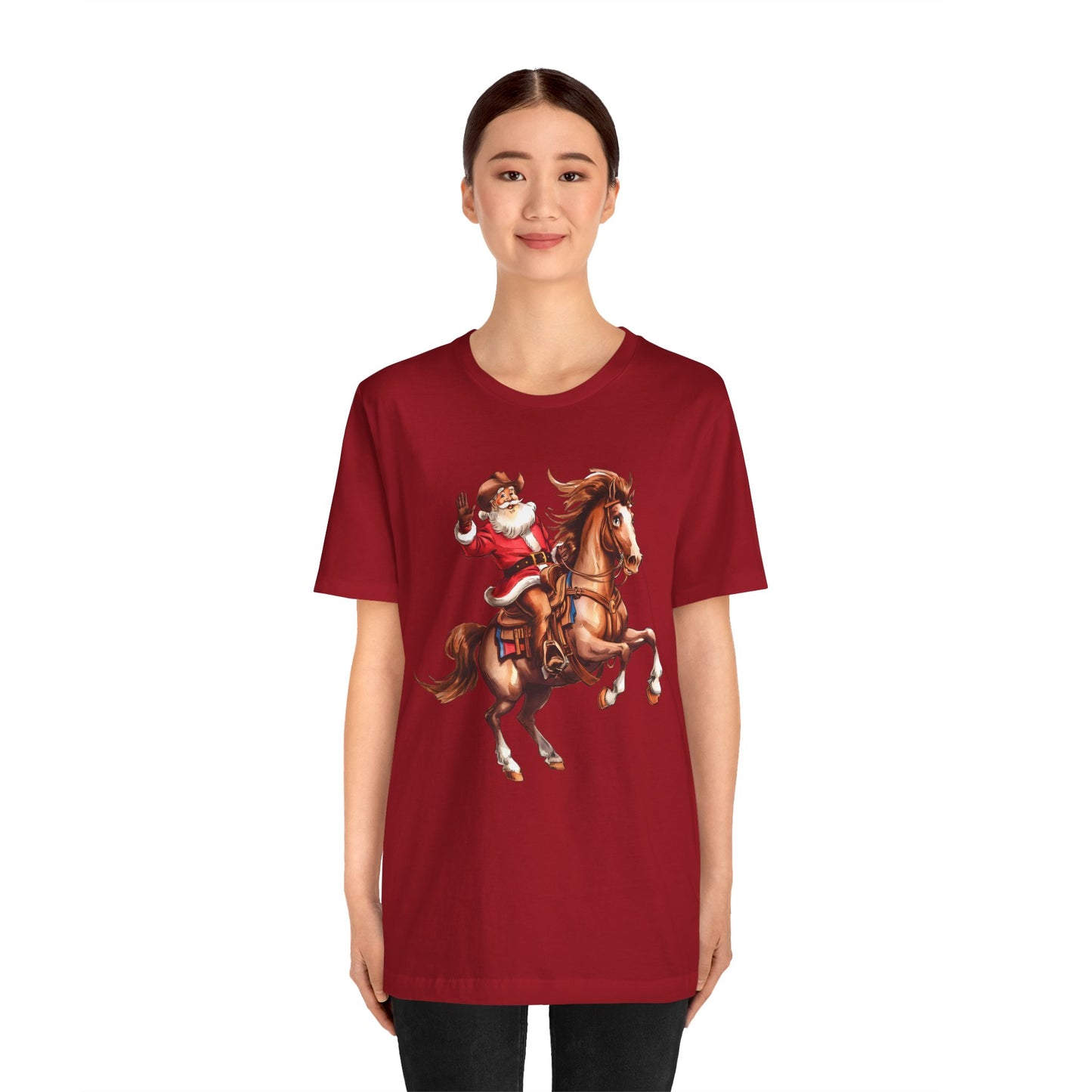 Cowboy Santa on Bucking Horse Shirt – Funny Western Rodeo Christmas Tee