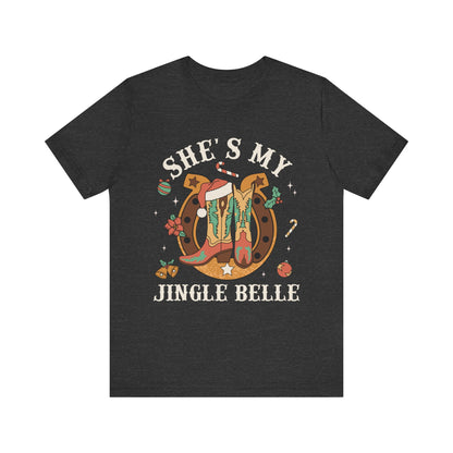 She’s My Jingle Bell Shirt – Cute Western Cowboy Cowgirl Matching Christmas Tee
