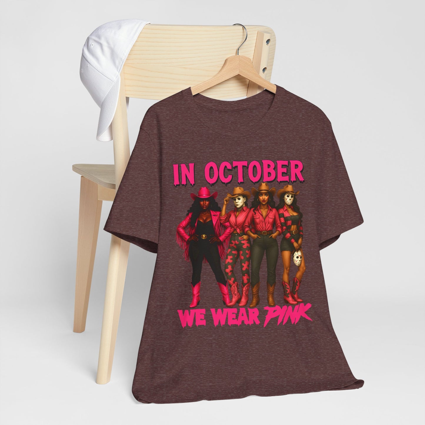 In October We Wear Pink Shirt – Western Cowgirl Squad Halloween Awareness Tee