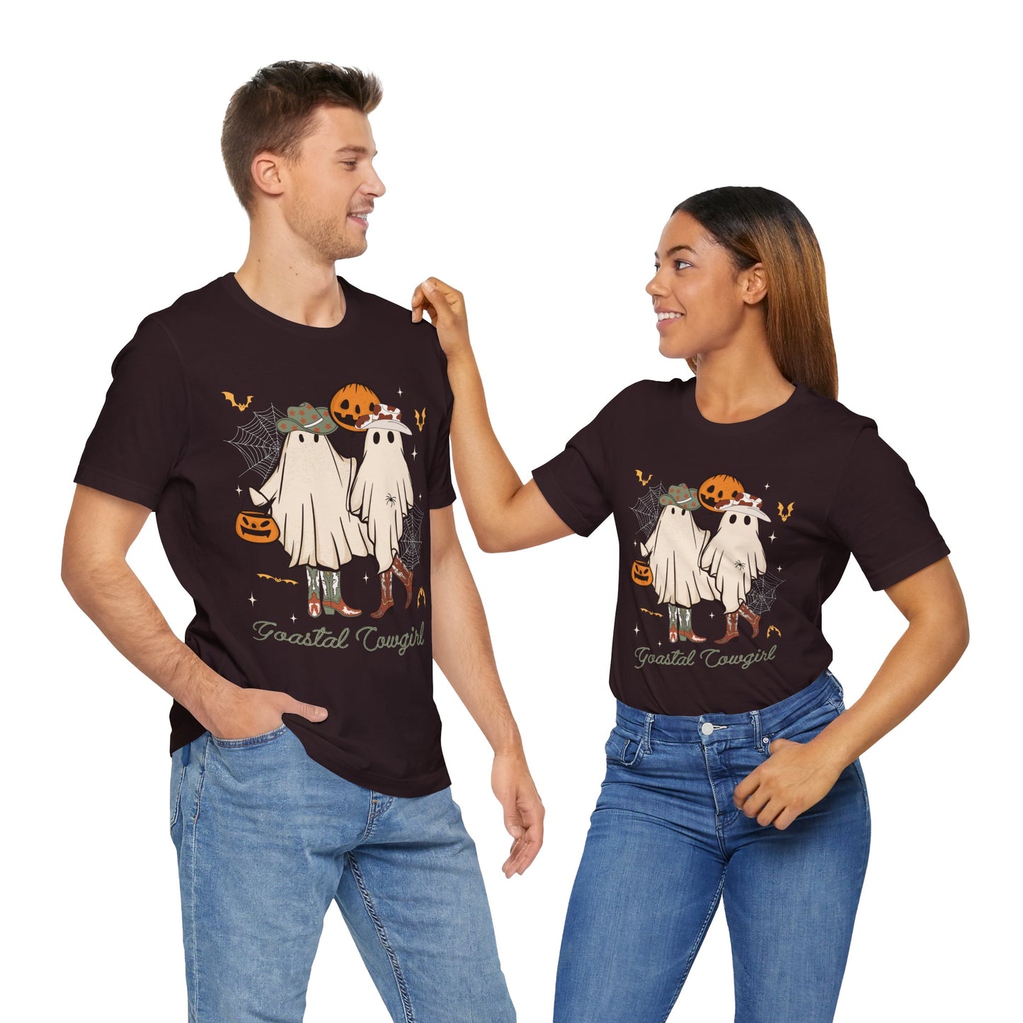 Ghostal Coastal Cowgirl T-Shirt, Western Ghost Halloween Tee, Spooky Cute Rodeo Shirt