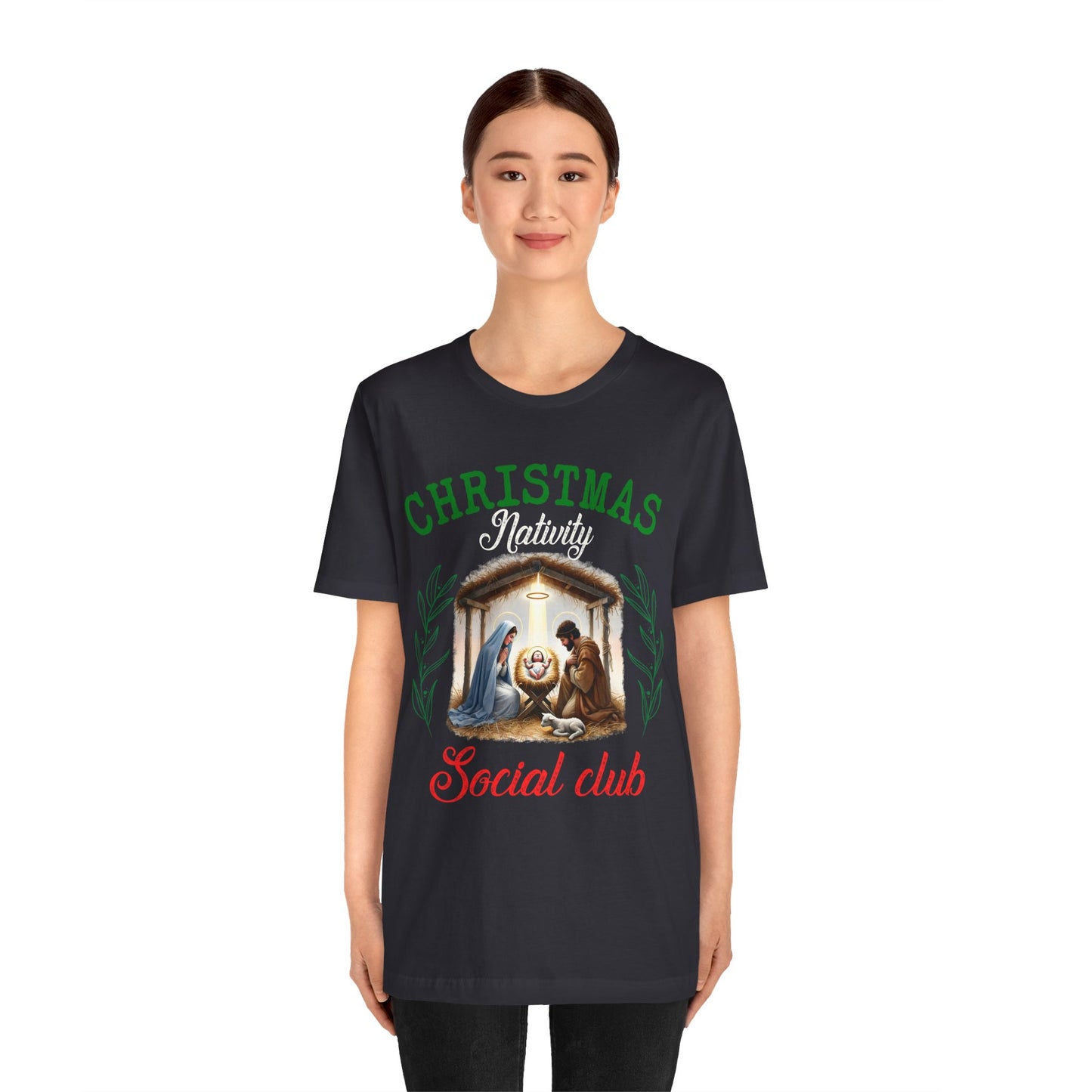 Christmas Nativity Social Club Shirt – Christian Nativity Scene Faith Holiday Tee