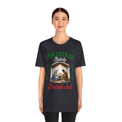 Christmas Nativity Social Club Shirt – Christian Nativity Scene Faith Holiday Tee