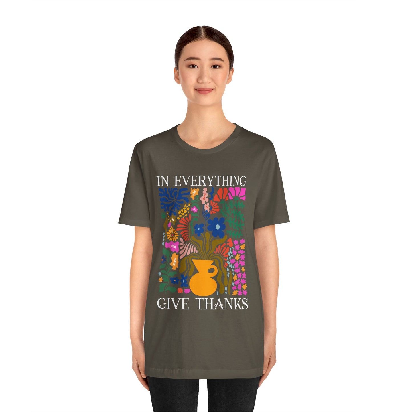 In Everything Give Thanks Shirt – Christian Boho Floral 1 Thessalonians 5:18 Tee