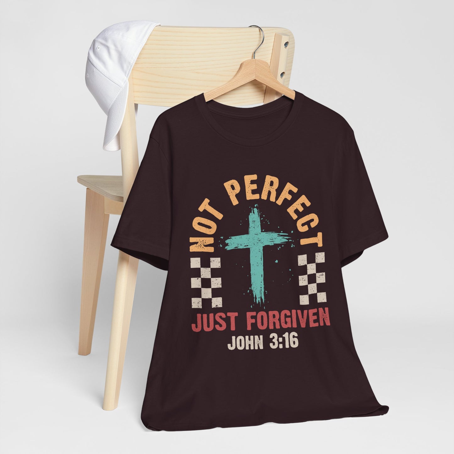 Not Perfect Just Forgiven Shirt – Christian John 3:16 Cross Grace Faith Tee