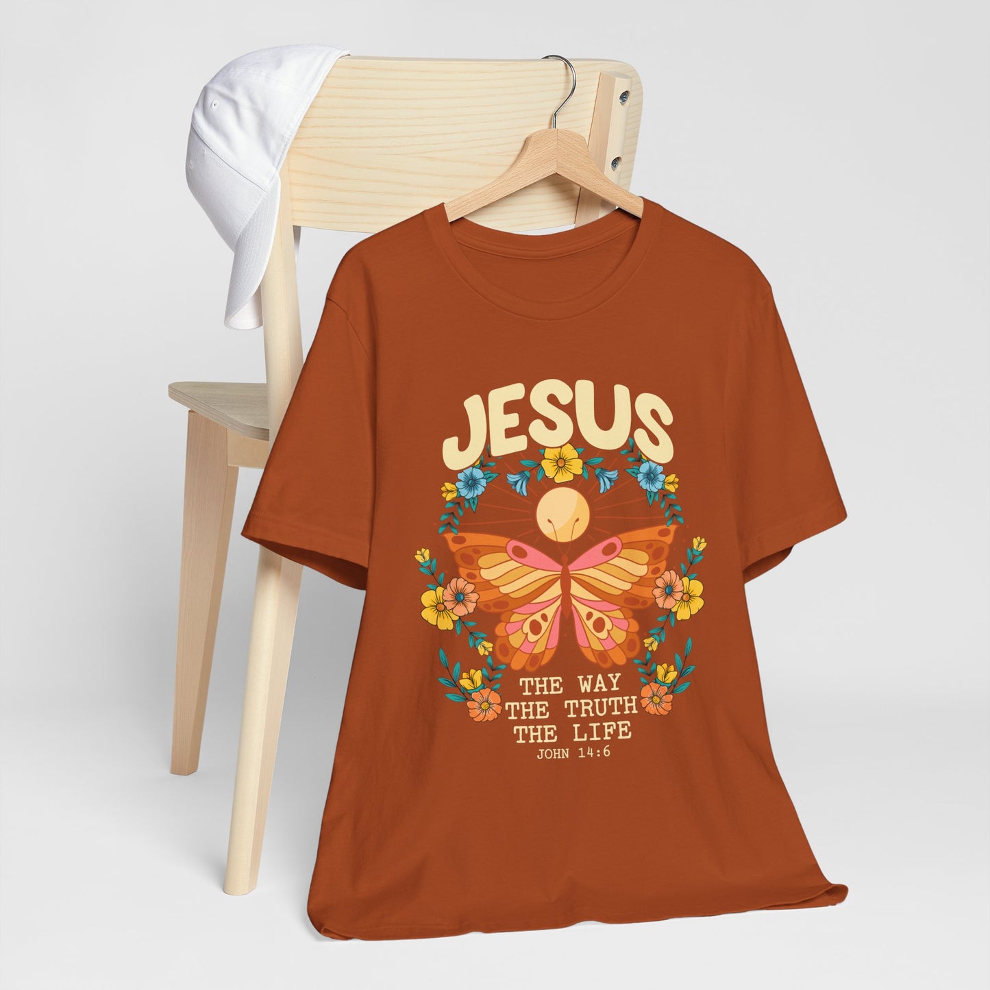 Jesus Butterfly Wildflower Shirt – John 14:6 Scripture Floral Christian Tee