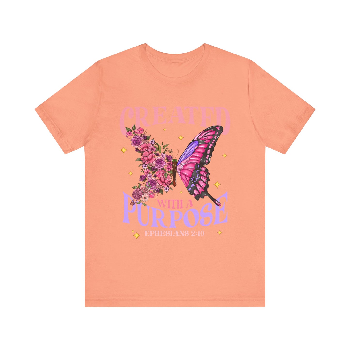 Created With a Purpose Shirt – Christian Butterfly Floral Inspirational Faith Tee