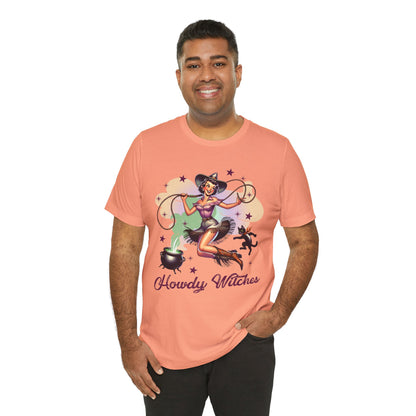 Howdy Witches Cowgirl Halloween Rodeo Western Black Cat T-Shirt