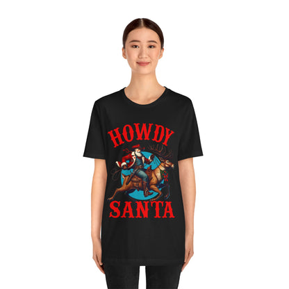Howdy Santa Shirt – Funny Western Cowboy Riding Reindeer Christmas Rodeo Tee