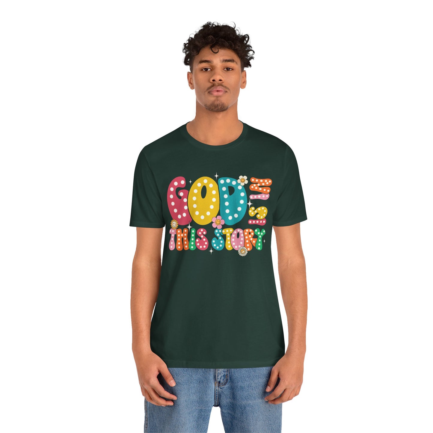 God Is In This Story Shirt – Inspirational Christian Retro Hippie Flower Faith Tee