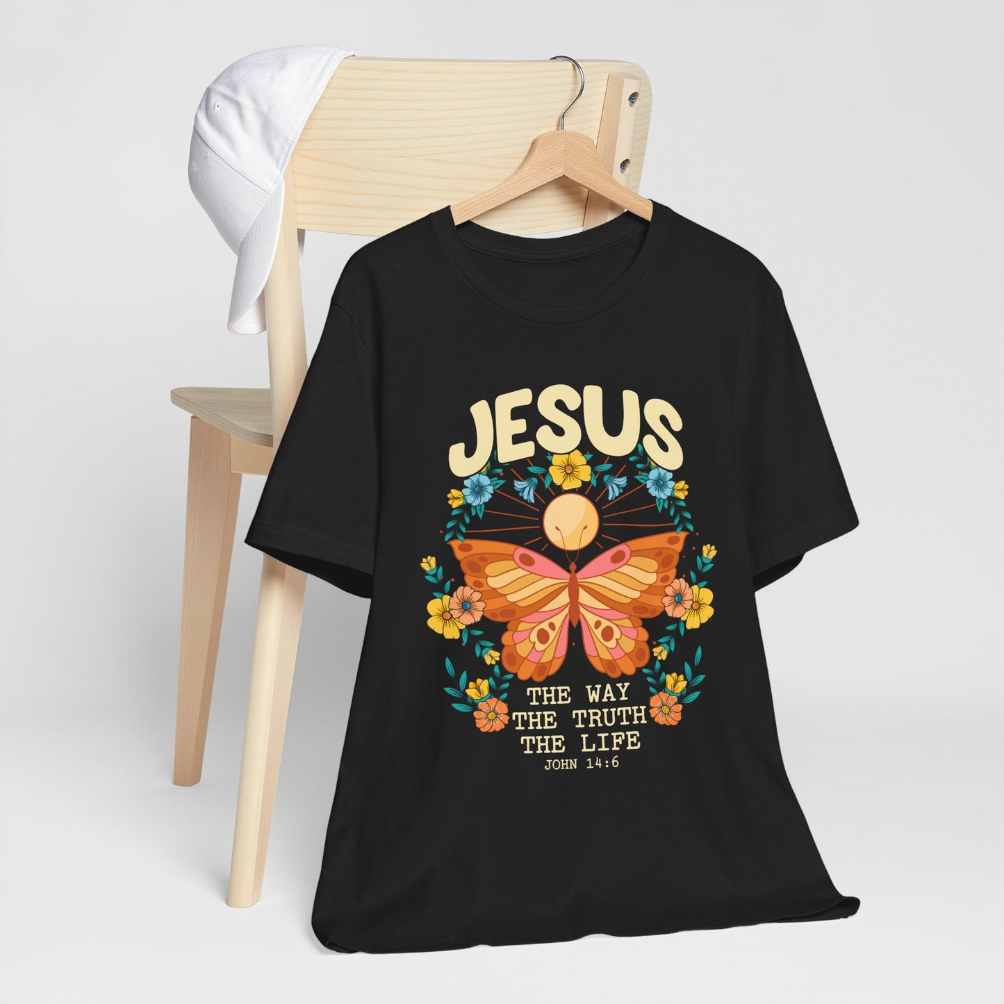 Jesus Butterfly Wildflower Shirt – John 14:6 Scripture Floral Christian Tee