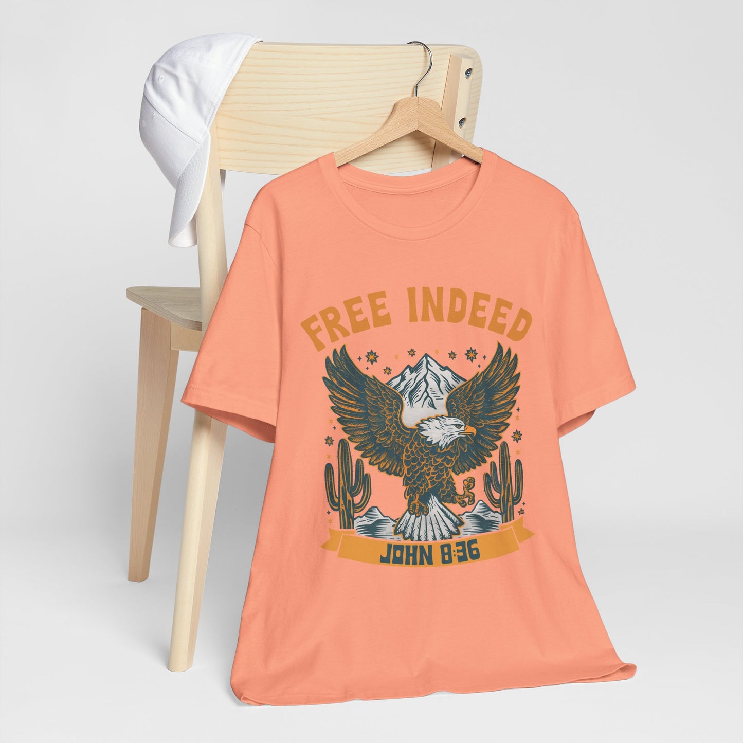 Free Indeed Shirt – Vintage John 8:36 Christian Eagle Bible Prayer Tee