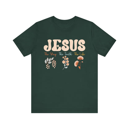 Jesus The Way The Truth The Life Shirt – Groovy Floral John 14:6 Christian Tee