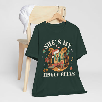 She’s My Jingle Bell Shirt – Cute Western Cowboy Cowgirl Matching Christmas Tee