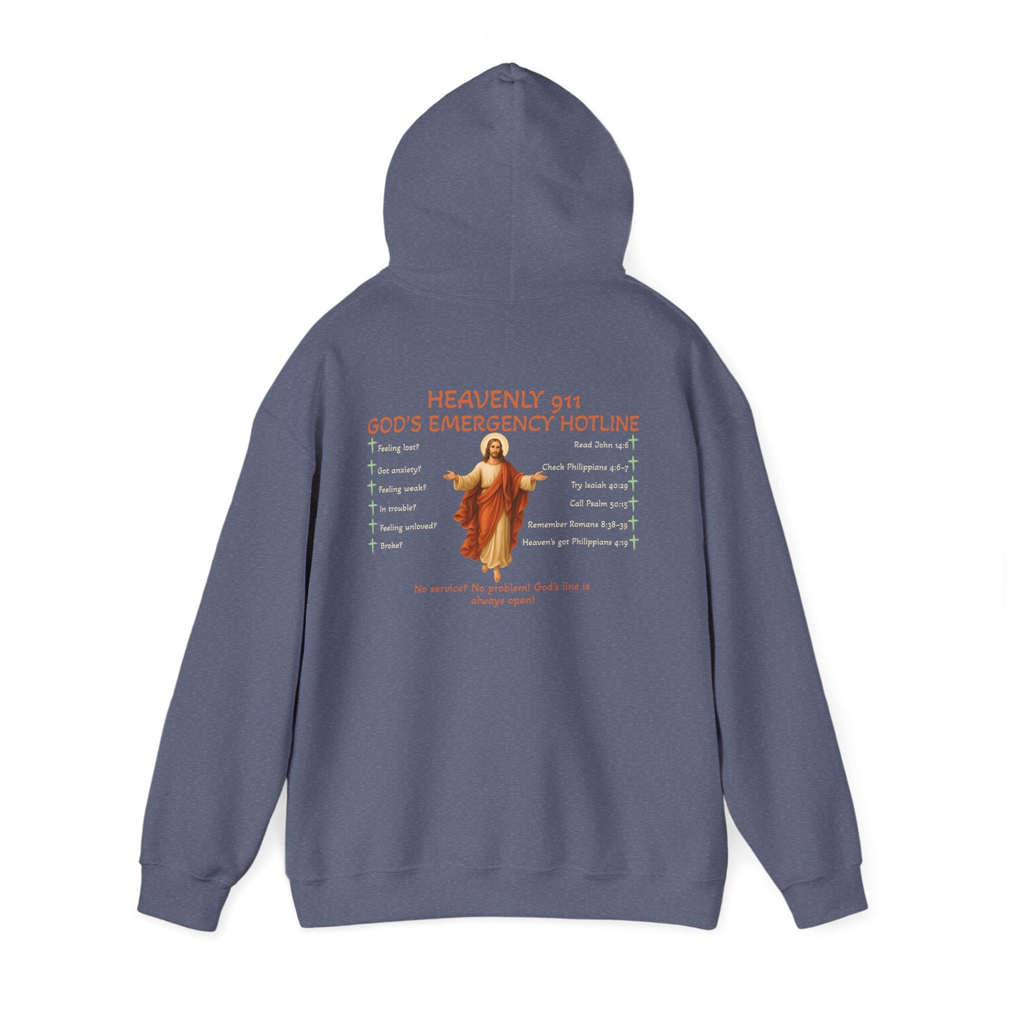 Heavenly 911 Hoodie – God’s Emergency Hotline Christian Bible Verse Pullover