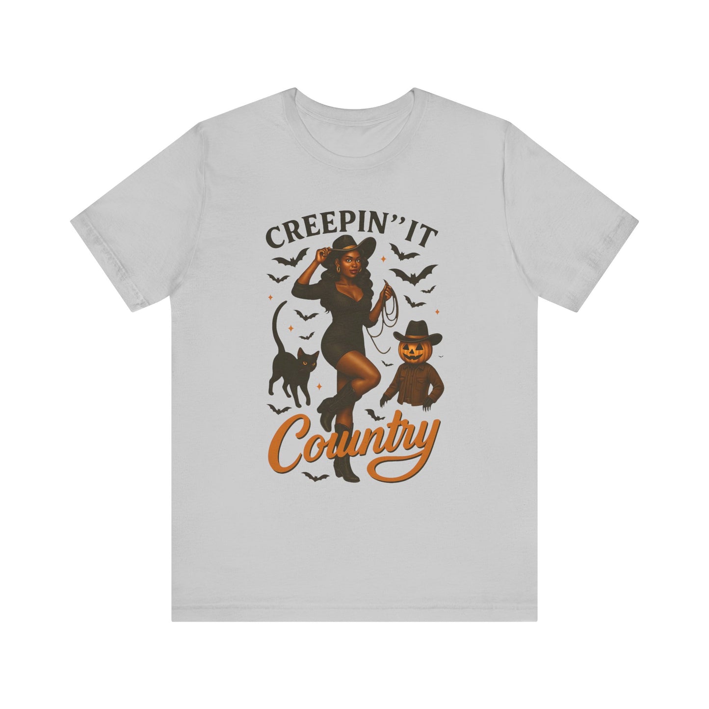 Creepin’ It Country Shirt – Spooky Cowgirl Pumpkin Western Halloween Tee