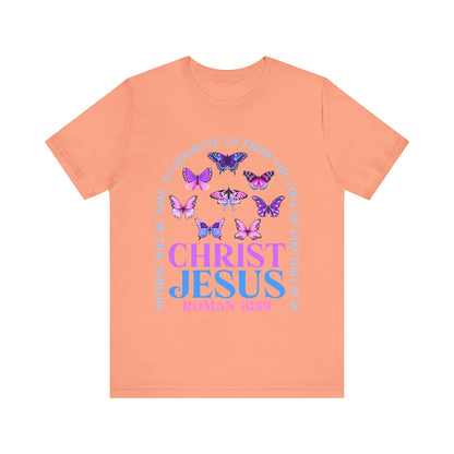 The Love of God in Christ Jesus Shirt – Boho Butterfly Romans 8:39 Faith Tee
