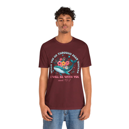 When You Go Through Deep Waters Shirt – Isaiah 43:2 Groovy Christian Faith Tee