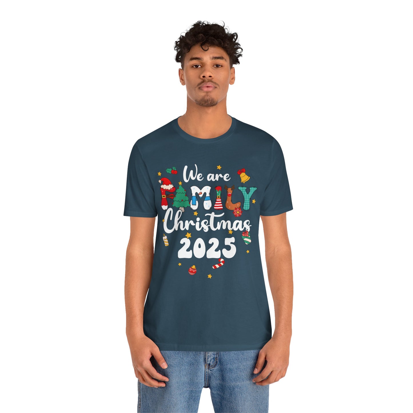 We Are Family Christmas 2025 Shirt – Groovy Snowman & Xmas Tree Matching Tee