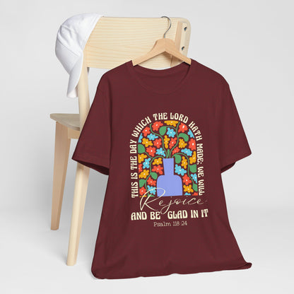 Rejoice and Be Glad In It Shirt – Boho Floral Christian Psalm 118:24 Faith Tee