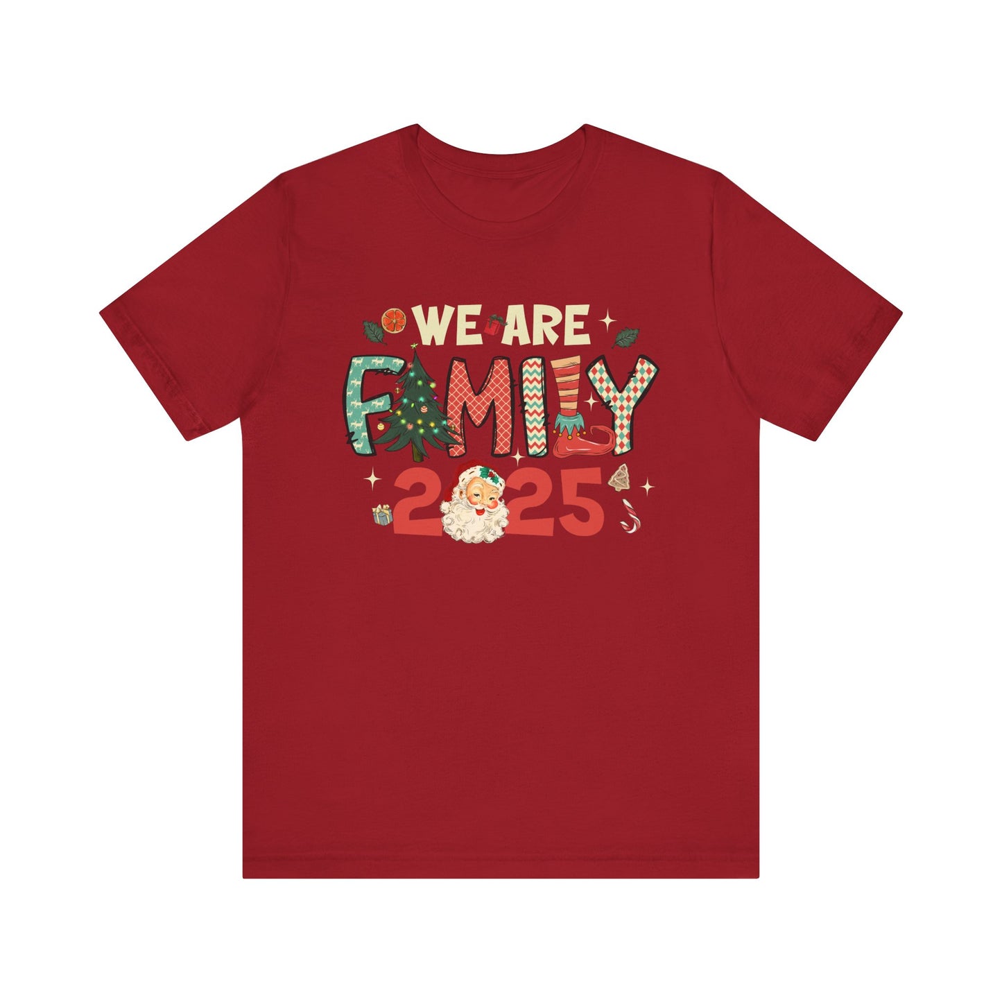 Vintage We Are Family Christmas Shirt – Retro Santa & Tree Matching Holiday Tee