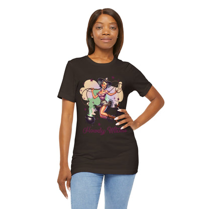 Howdy Witches Cowgirl Halloween Rodeo Western Black Cat T-Shirt