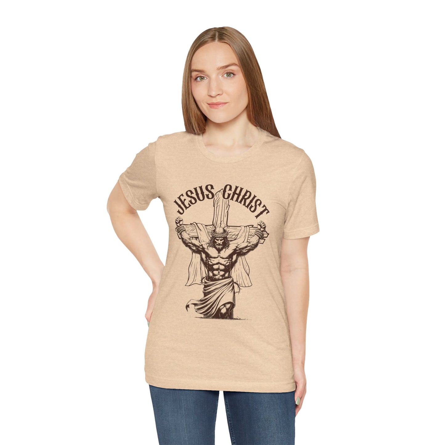 Jesus Christ Cross Faith Funny  Christian Workout Gym Retro T-Shirt