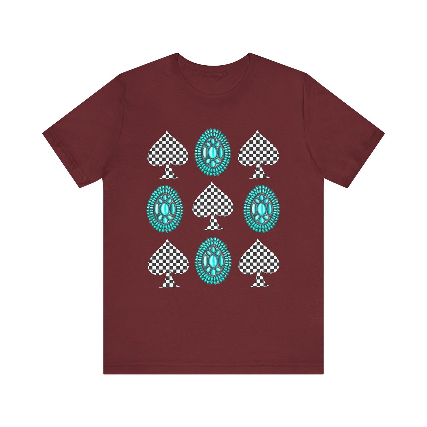 Western Turquoise Stone Shirt – Gemstone Playing Card Texas Rodeo Tee
