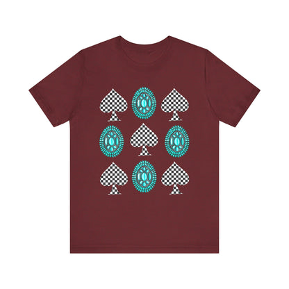 Western Turquoise Stone Shirt – Gemstone Playing Card Texas Rodeo Tee
