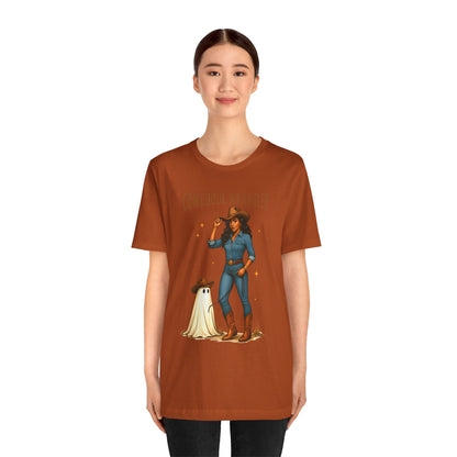 Cowghoul Wrangler Shirt Western Cowgirl Cowboy Ghost Halloween Tee, Spooky Rodeo Fall Outfit