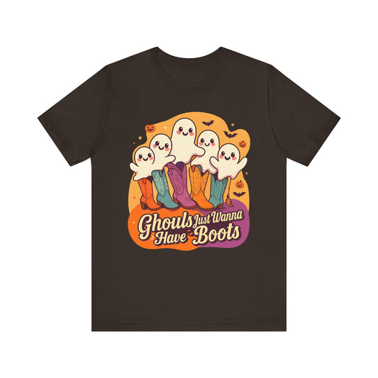 Ghouls Just Wanna Have Boots Shirt – Western Cowgirl Ghost Halloween Tee