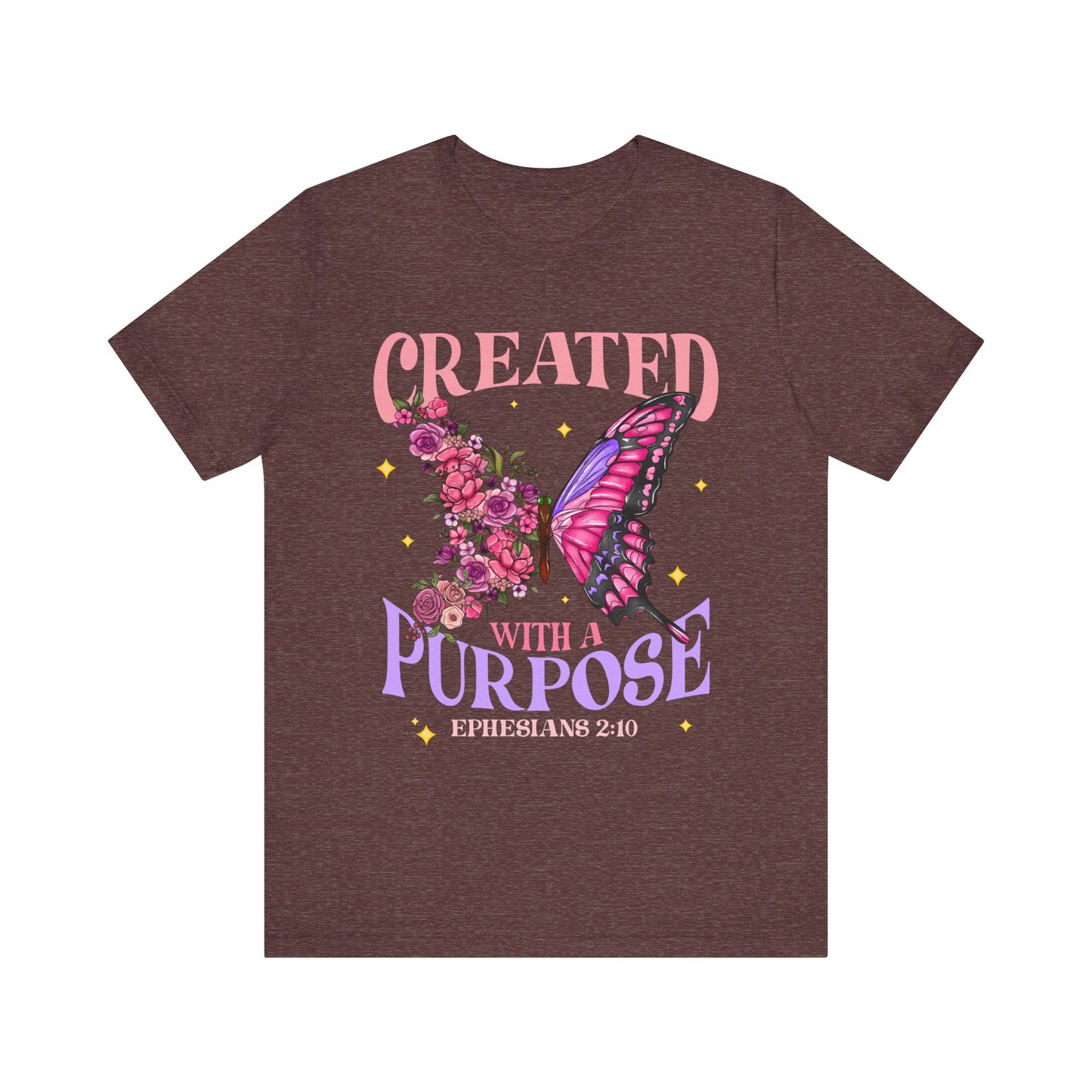 Created With a Purpose Shirt – Christian Butterfly Floral Inspirational Faith Tee