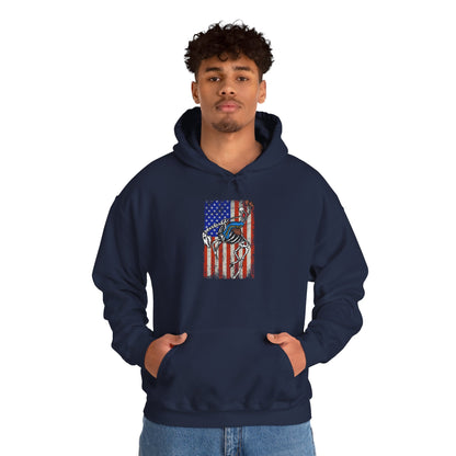 US Flag Skeleton Cowboy Hoodie – Western Horse Riding Rodeo Pullover