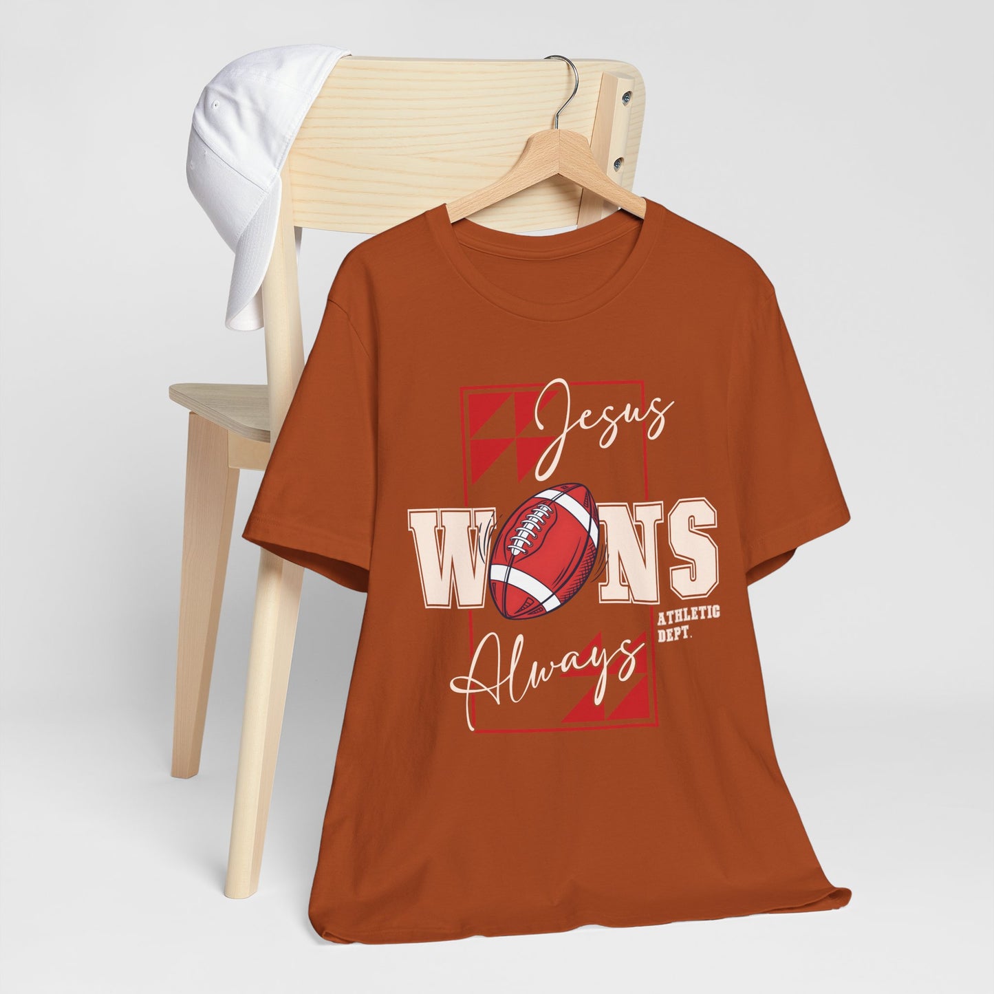 Jesus Wins Always Shirt – Christian Football Faith Player Sports Tee